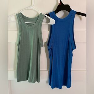Layering Tank Tops - Blue and Seafoam Blue  set of 2 Medium